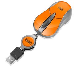 SWEEX Myš Mini Optical Mouse MI053 - Oranžová + Distributor 100 mokrých ubrousku + Čistící stlačený plyn vícepozicní 250 ml + Nápln 100 vhlkých ubrousku